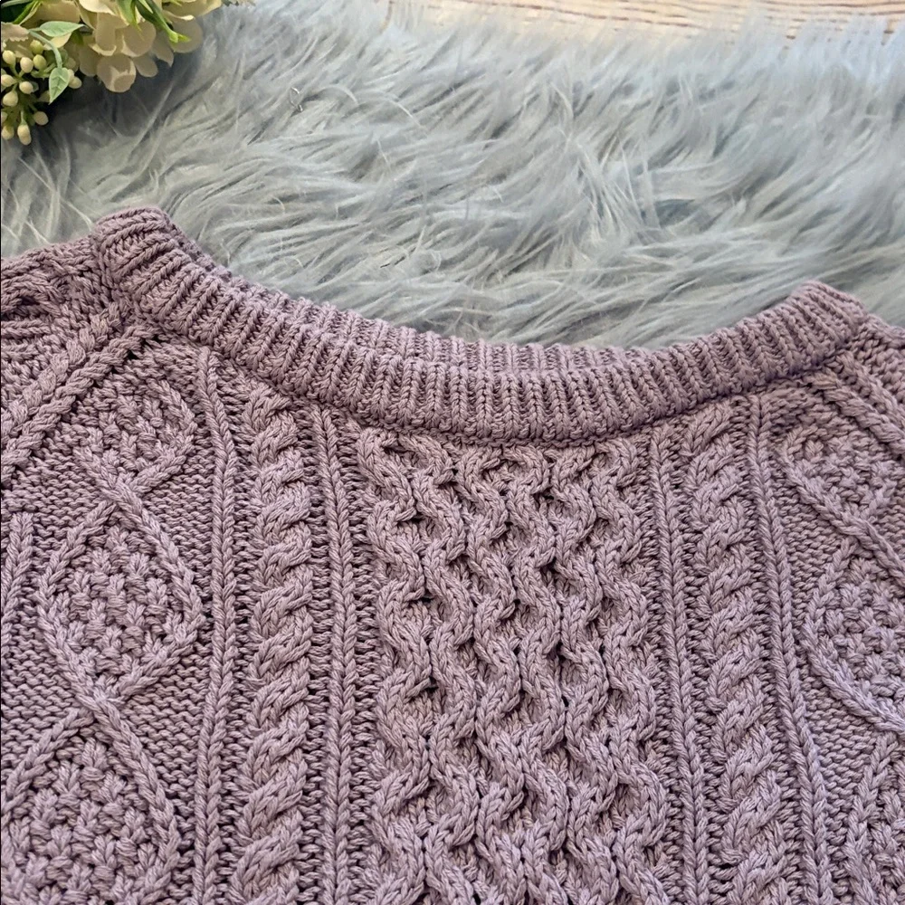 L.L. Bean Signature Light Purple Fisherman Tunic Sweater sz S - Picture 2 of 9